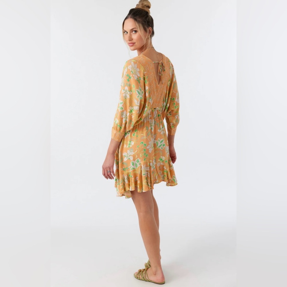 O'Neill Joyce Dress Tangerine Beach Boho Festival 3/4 Sleeve - Picture 5 of 12